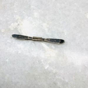 Vintage Manleigh Sterling Tie Bar Rustic Wedding Clasp Patina Mens Gift 1.75”